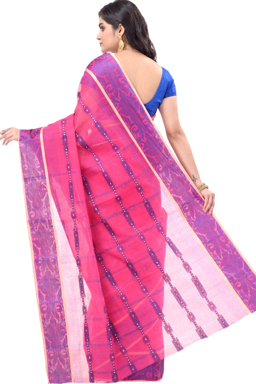 Pink Pure Cotton Charulata_Desiging Tant Saree (743)